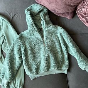 Victoria’s Secret sage green Sherpa 3/4 zip hoodie